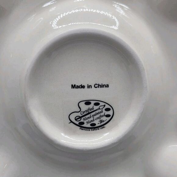 Deviled Egg Plate Tray Temptations by Tara Floral 11.5” Light and Dark Blue EUC - Picture 7 of 7